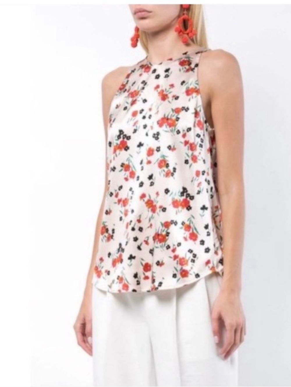 A.L.C. Pink Floral Sleeveless Silk-Blend Camisole